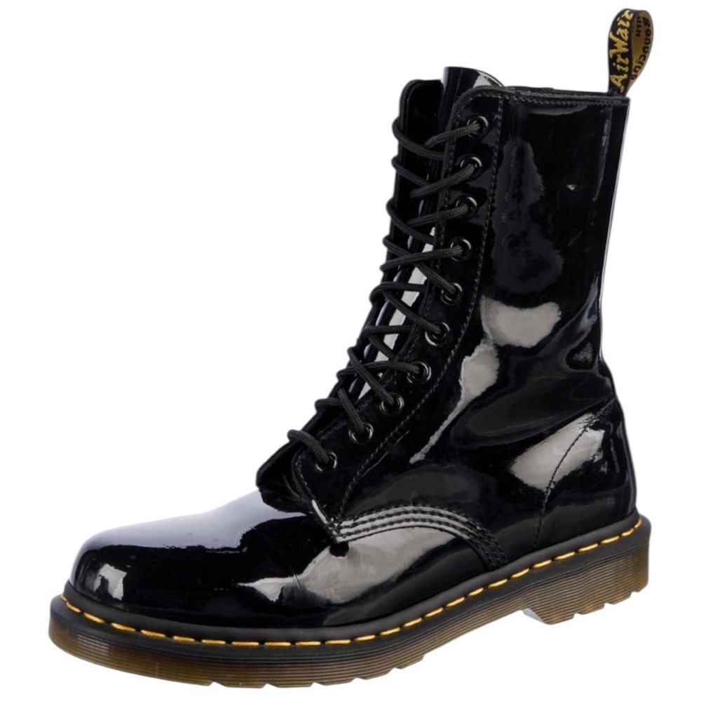 Dr. Martens Black Patent Leather Combat Boots